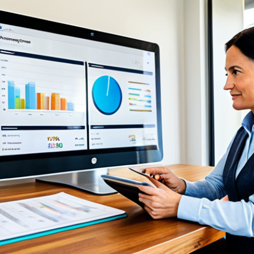 Home 7 A professional couple, an adult man and woman in their late 30s, dressed in modest business casual attire, are sitting at a clean, modern wooden table in a bright, contemporary home office. They are collaboratively reviewing a detailed digital budget displayed on a large tablet, which clearly shows color-coded financial "buckets" or categories like "Essentials," "Long-term Savings," and "Emergency Fund." The man points to a section on the screen, while the woman nods in agreement, both engaged in an open and honest financial discussion. The room is well-lit with natural light, reflecting a sense of clarity and organization. Perfect anatomy, correct proportions, natural pose, well-formed hands, proper finger count, natural body proportions. Fully clothed, appropriate attire, professional dress, safe for work, appropriate content, family-friendly.