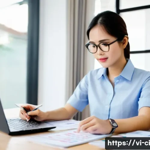 버킷 예산 시스템에서의 피드백 루프 구축 - **Prompt:** "A young Vietnamese adult, either male or female, sitting comfortably at a modern desk i...