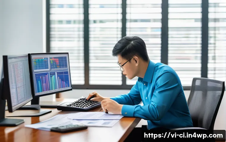 버킷 예산 시스템에서 주의해야 할 점 - A detailed office scene showing a Vietnamese financial manager analyzing budget allocation charts on...