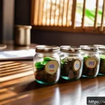 Home 23 버킷 예산 시스템으로 재정적 자립 이루기 - A cozy Vietnamese home interior scene showing a family sitting around a traditional wooden table wit...